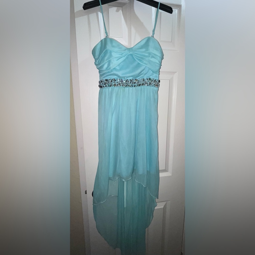 Speechless Junior Girl’s Baby Blue A-Line Beaded Bow Homecoming Dress Size 7